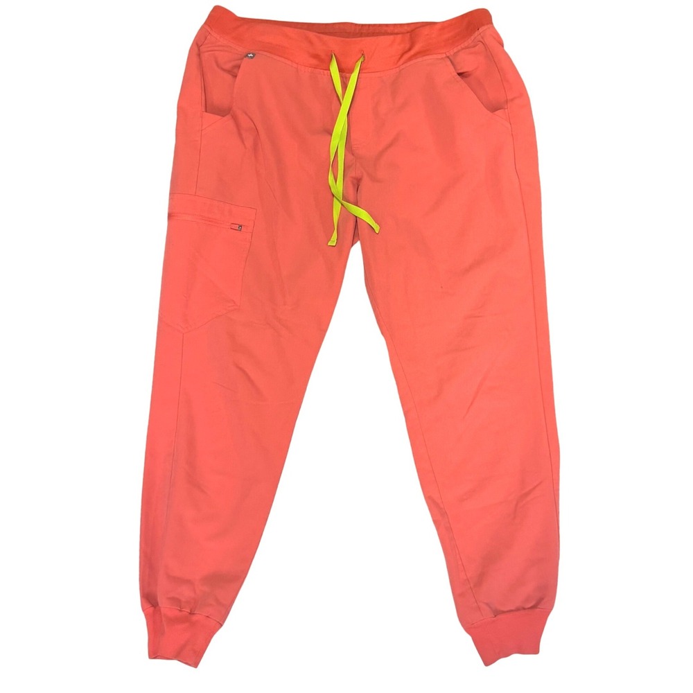FIGS Scrub Pants Womens L Coral Orange Jogger Technical Collection W18SW2005